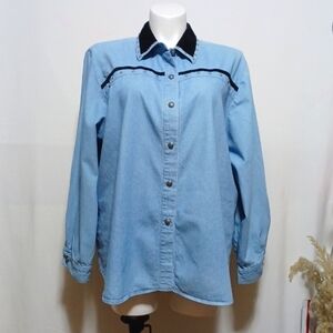 ASHLEY REED womens shirt size 2X in a beautiful blue broadcloth material